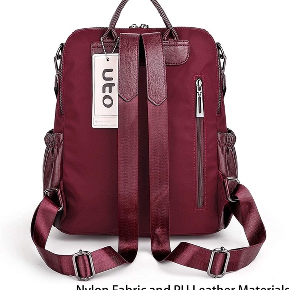 UTO Burgundy laptop Backpack - Picture 4 of 6